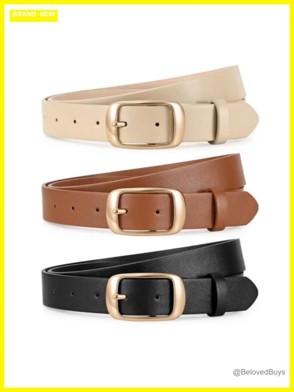 3 Pack Faux Leather Belts for Women Adjustable Waist Belts for Jeans Dresses